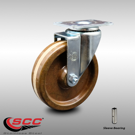 Service Caster 5 Inch SS High Temp Phenolic Wheel Swivel Top Plate Caster SCC-SS20S514-PHSHT